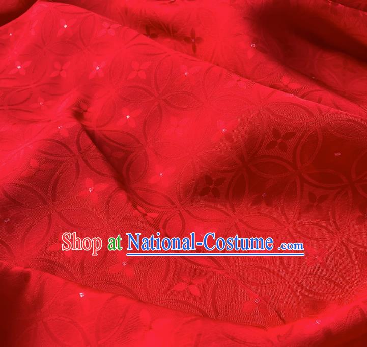 Red Cheongsam Brocade Material China Classical Copper Cash Design Silk Fabric Traditional Mulberry Silk