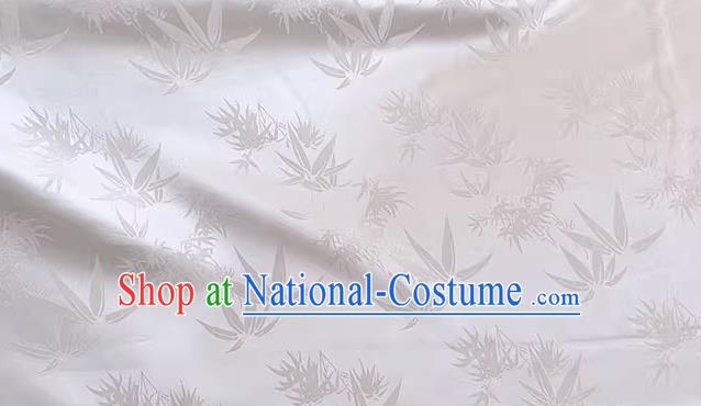 White China Traditional Jacquard Fabric Cheongsam Brocade Material Classical Bamboo Leaf Design Silk Cloth