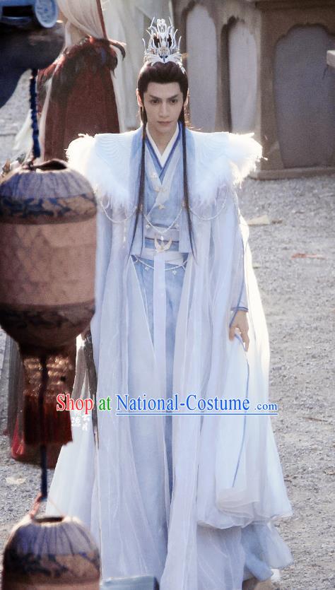 Xianxia TV Series Till The End of The Moon Demon Lord Tantai Jin Replica Clothing China Ancient Swordsman Blue Costumes