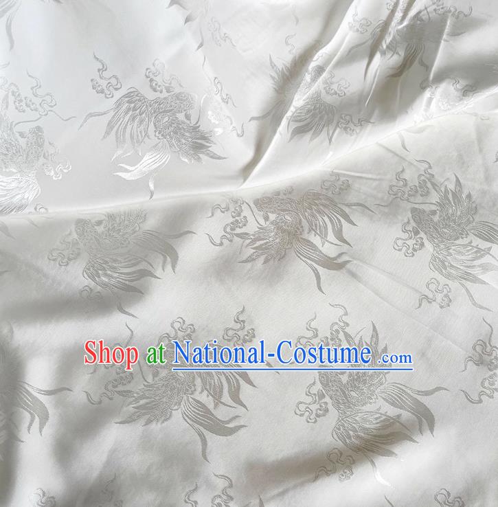 White China Traditional Mulberry Silk Cheongsam Brocade Material Classical Carps Design Silk Fabric