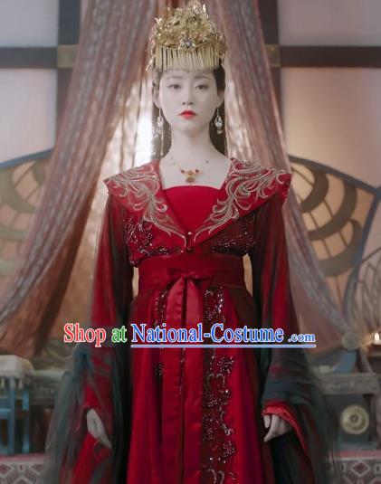 China Wedding Clothing Romantic TV Series Miss The Dragon Liu Ying Red Dress Ancient Queen Costumes