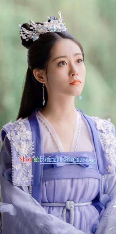 China Romantic TV Series Miss The Dragon Fairy Gu Qing Yan Lilac Dress Young Beauty Costumes Ancient Princess Clothing