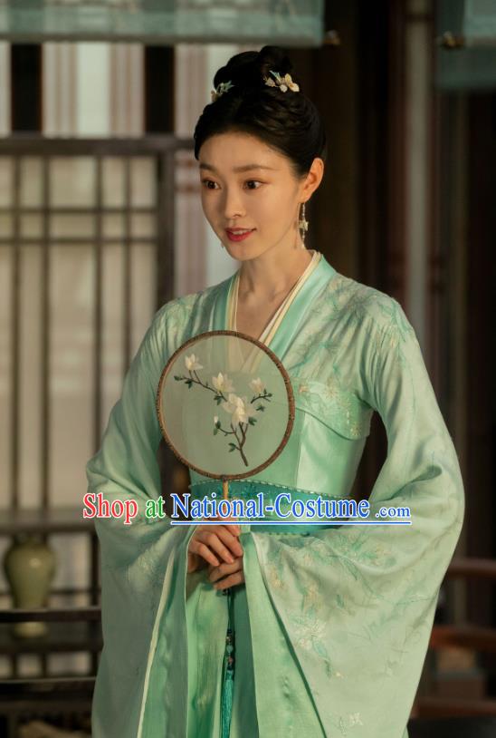 Chinese Song Dynasty Noble Lady Costumes Ancient Empress Clothing TV Series Destined Chang Feng Du Liu Yu Ru Green Dresses