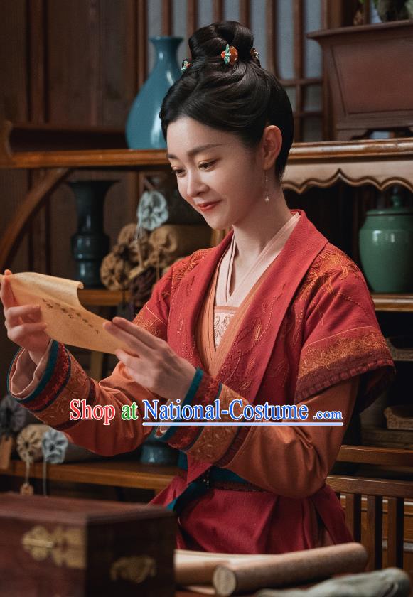 TV Series Destined Chang Feng Du Chinese Song Dynasty Young Mistress Red Costumes Ancient Woman Clothing