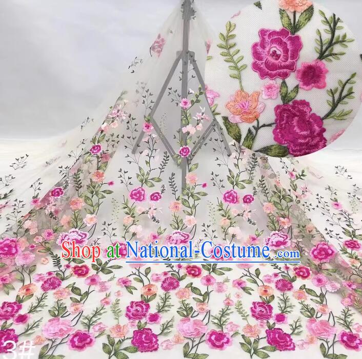 Top Fairy Dress Cloth Pink Flower Embroidery Material Thailand Lace Fabric