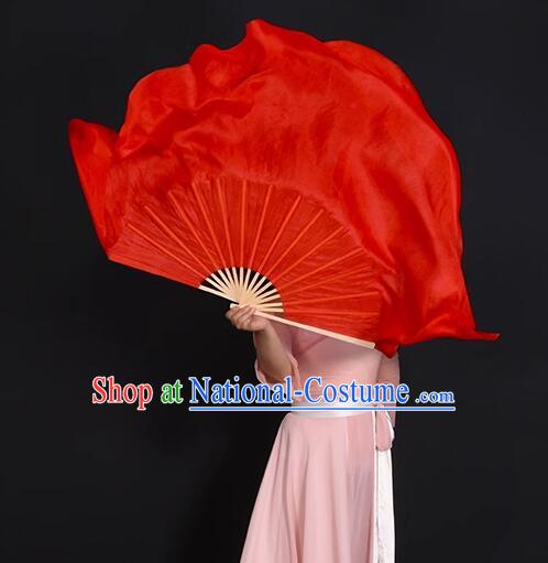 China Folk Dance Prop Handmade Red Silk Fan Yangko Dance Fan