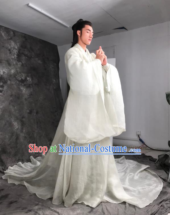 China Ancient Shang Dynasty Superhero White Costumes Film Creation of the Gods I Kingdom of Storms Er Lang God Yang Jian Clothing