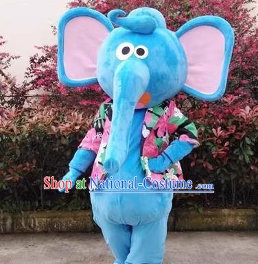 Customized Blue Elephant Mascot Walking Event Baby Elephant Props Advertising Animal Cartoon Elephant Puppet Costume People Wearing Puppet Costumes