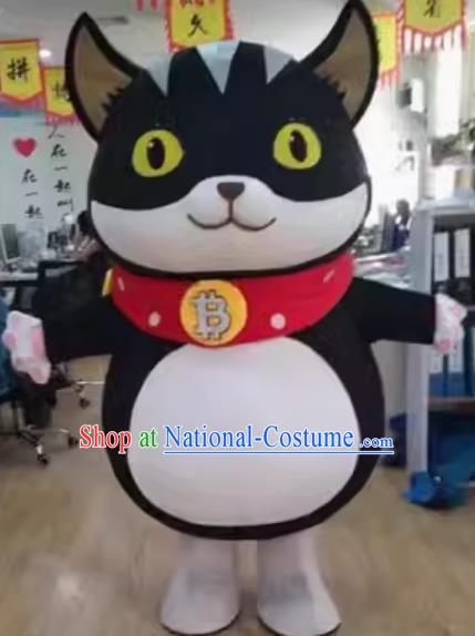 Customized Black Cat Training Word Coding Doll Programming Cat School Mascot Shape Customized Removable Promotional Person Wearing Cartoon Doll Costume