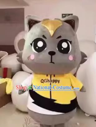 Customized Gray Cat Training Coding Doll Programming Cat School Mascot Shape Customized Removable Promotional Person Wearing Cartoon Doll Costume