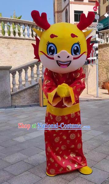 God of Wealth Dragon Year of The Dragon Cartoon Doll Costume Zodiac Dragon Mascot Adult Wear Walking Activity Ragdoll Costume Dragon Performance Props Costume