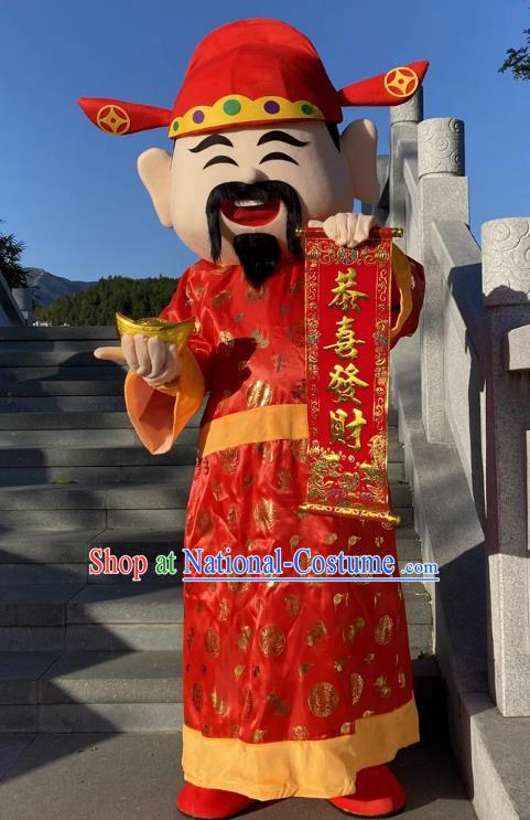 Year of The Dragon God of Wealth Adult Annual Party Celebration Good Cartoon People Wear Walking Doll Costumes New Year Performance Props Doll Costumes