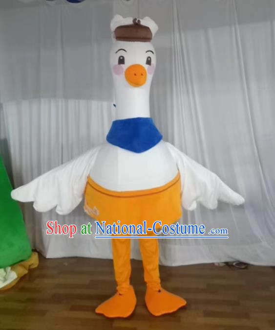 Customized Animal White Goose Walking Puppet Costume Performance Puppet Bird Cute Swan Bird Promotional Cartoon People Wearing Doll Costume