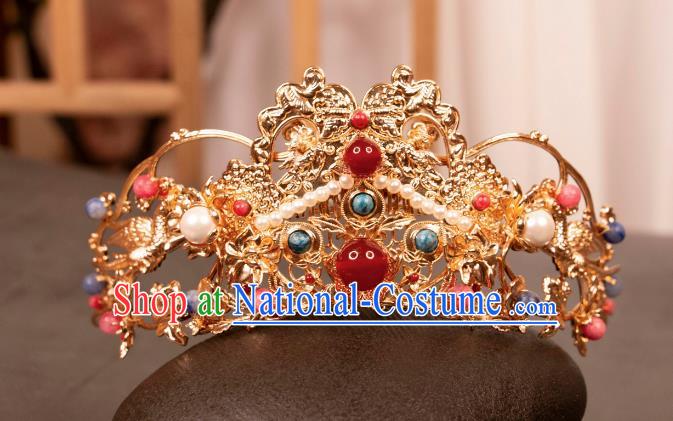 China Ancient Dunhuang Fairy Hair Jewelry Tang Dynasty Dance Lady Headdress Handmade Hanfu Golden Hair Crown