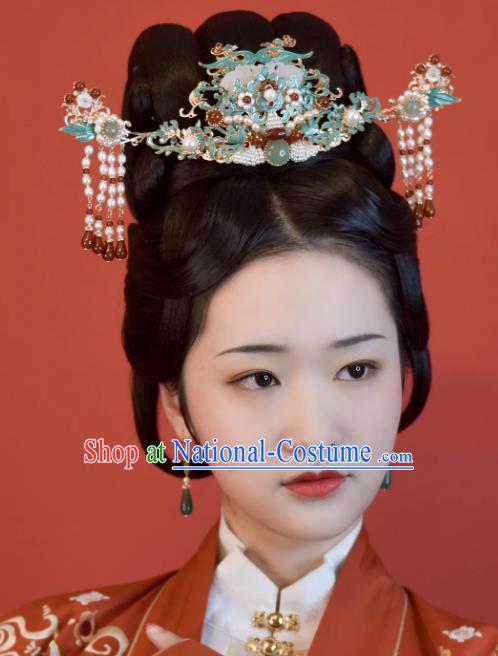 China Handmade Hanfu Hair Jewelries Ancient Empress Headdress Ming Dynasty Noble Woman Hair Crown and Hairpins