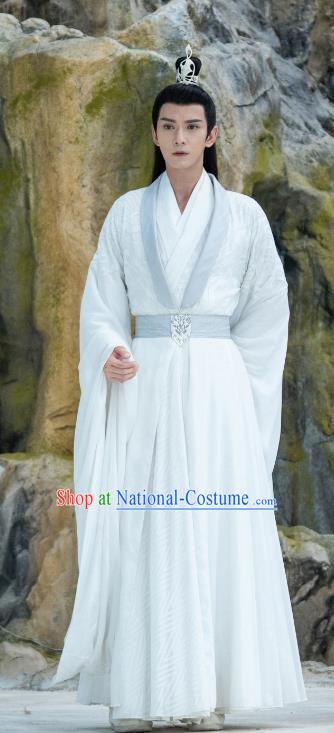 China Ancient Swordsman White Costumes Drama Chong Zi Venerable Chong Hua Martial Arts Lord Clothing