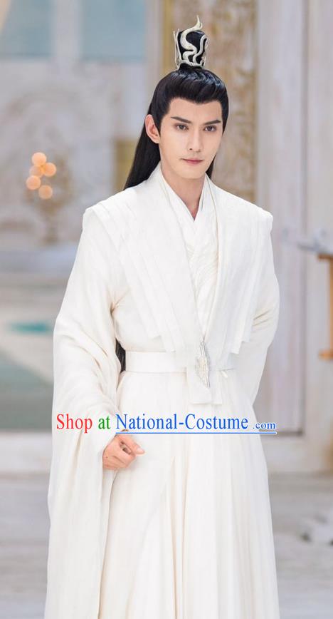 Traditional Hanfu Male Garment Drama Chong Zi Venerable Luo Yin Fan Clothing China Ancient Hero White Costumes