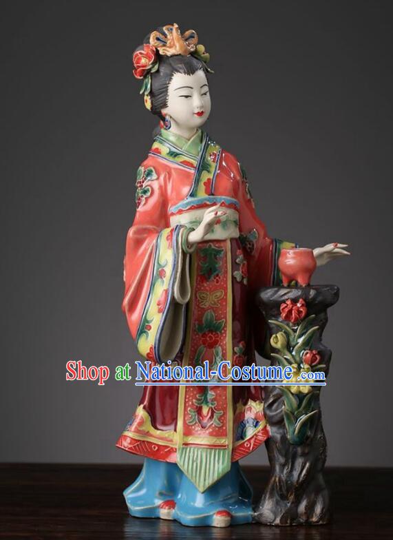 Handmade Chinese Shiwan Ceramics Statue the Four Great Beauties Diao Chang Arts Collection