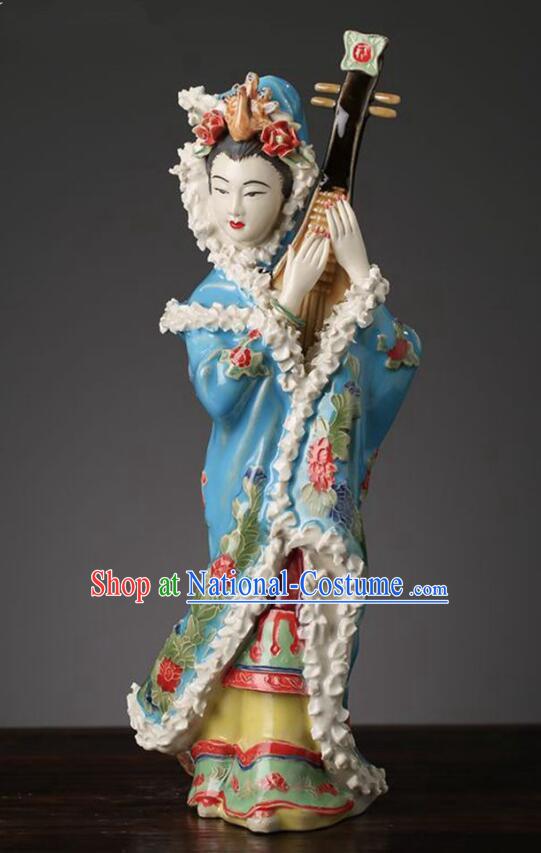 Handmade Chinese Shiwan Ceramics Statue Arts Collection the Four Great Beauties Wang Zhao Jun