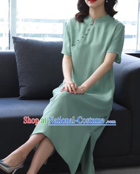 Oversize Green Dress China Classic Qipao Traditional Cheongsam Clothing