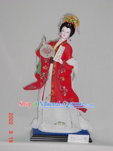 Handmade Peking Silk Figurine Doll - Beautiful Empress in Red