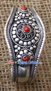 Tibet Corallite Silver Bracelet Cuff