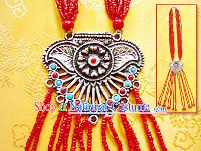 Tibet Stunning Silver Coral Necklace