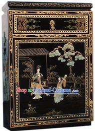 Chinese Palace Lacquer Ware Cabinet-Tang Dynasty Women