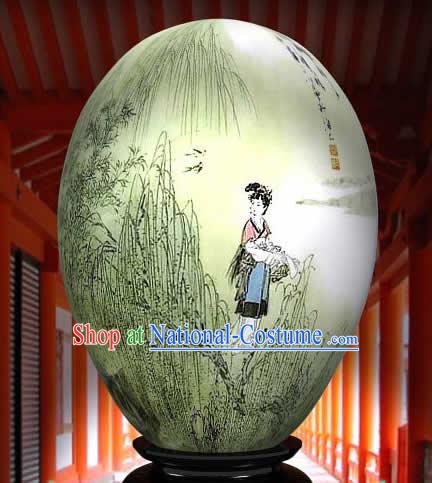 Chinese Wonders Hand Painted Colorful Egg-Ancient Country Girl