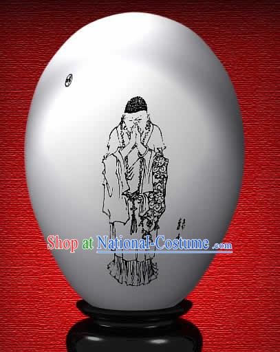 Chinese Wonder Hand Painted Colorful Egg-Jing Chu Monk of The Dream of Red Chamber