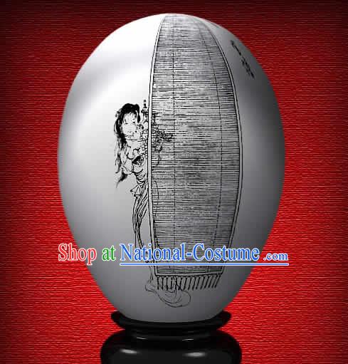 Chinese Wonder Hand Painted Colorful Egg-Bao Yan of The Dream of Red Chamber