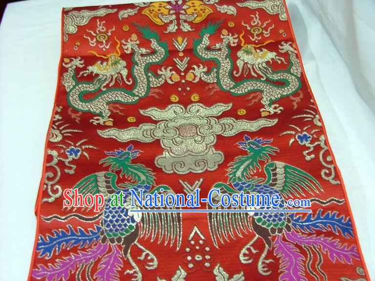 Traditional Dragon and Phoenix Table Runner _ Phoenix Scroll