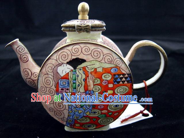 Chinese Hand Painted Enamel Colorful Kettle-Hug