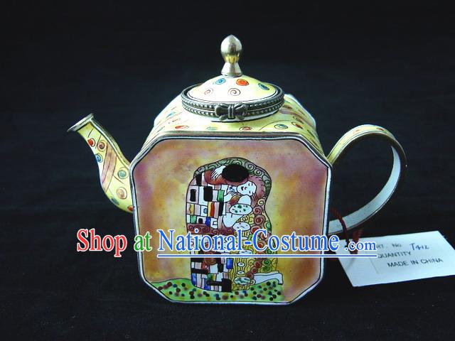 Chinese Hand Painted Enamel Colorful Kettle-Kiss