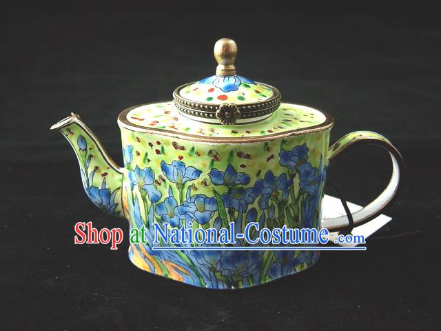 Chinese Hand Painted Enamel Kettle-Flower-de-luce