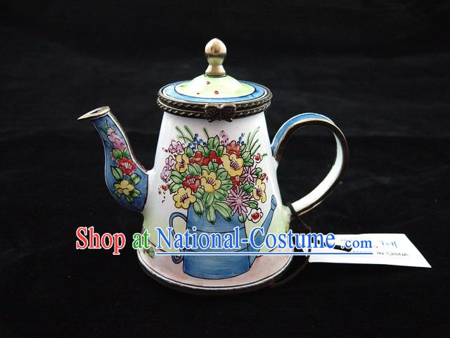 Chinese Hand Painted Enamel Kettle-Wide Flower and Watering Pot