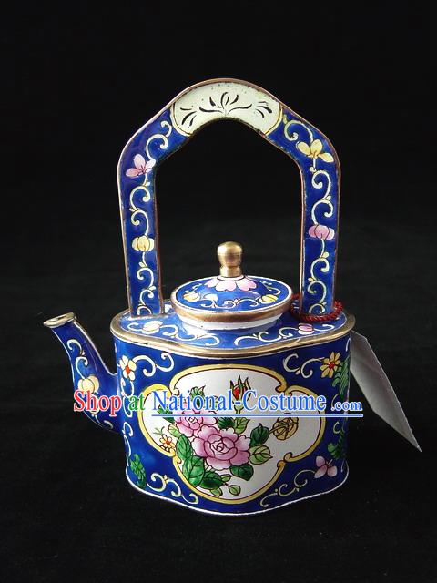 Chinese Traditional Hand Painted Enamel Lifting Kettle-Lotus Beauty