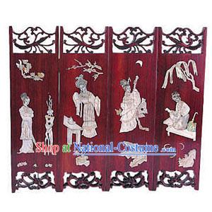 Chinese Stunning Ancient Beauties Folding Screen