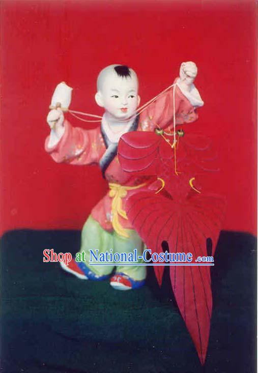 Chinese Hand Painted Sculpture Art of Clay Figurine Zhang-Flying Kite Out of Stock