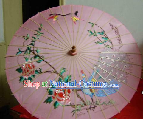 Hangzhou Classic Hand Embroidered Peacock Silk Umbrella