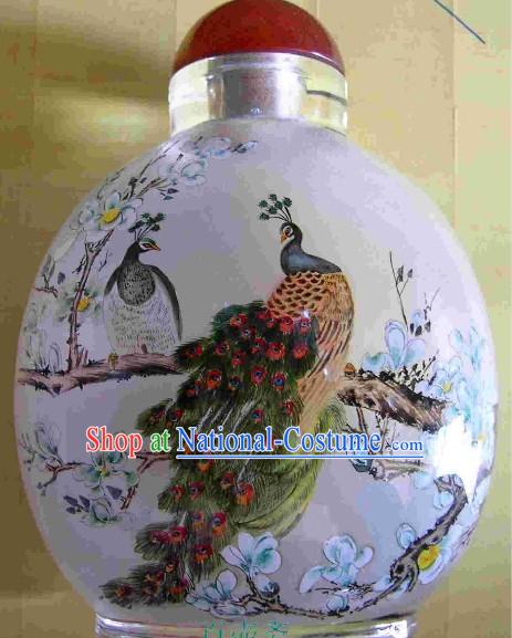 Chinese Classical Snuff Bottle With Inside Painting-Peacock