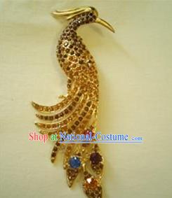 Chinese Stunning Golden Phoenix Brooch