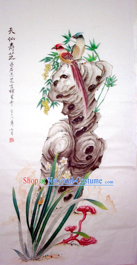 Chinese Traditional Painting with Meticulous Detail Painting-Longevity Sign