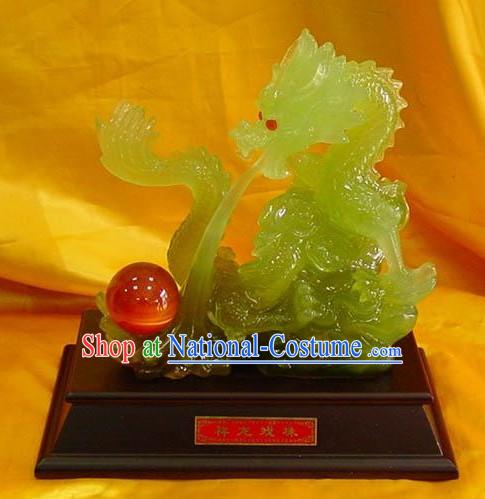 Chinese Stunning Jade Collection-Dragon Emperor Playing Ball