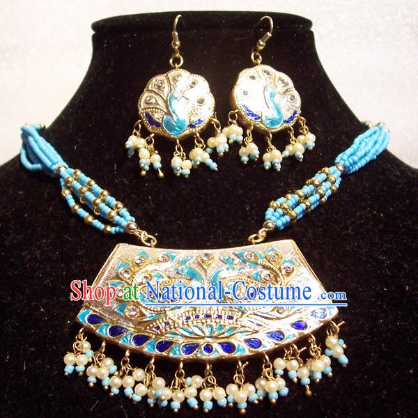 Indian Fashion Jewelry Suit-Light Blue Peacock Princess