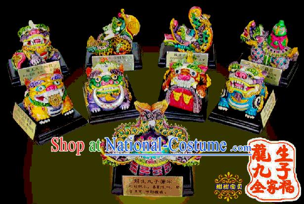 Chinese Classical Cochin Ceramics Statues-Nine Sons of the Dragon