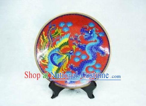 Dragon And Phoenix Cloisonne Plate