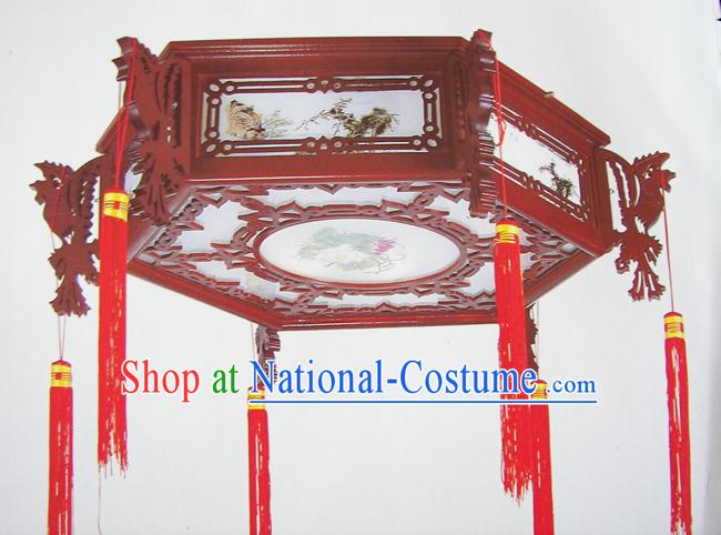 Chinese Classical Hand Made Palace Lotus and Phoenix Ceiling Lantern