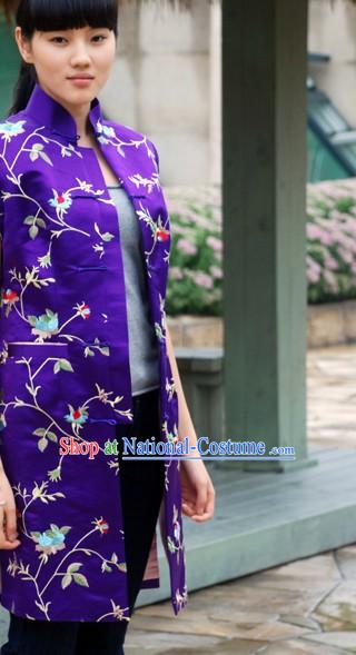 Stunning Chinese Purple Silk Flower Blouse