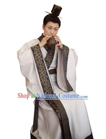 Chinese Traditional Ancient Han Dynasty Clothing and Han Hat Set